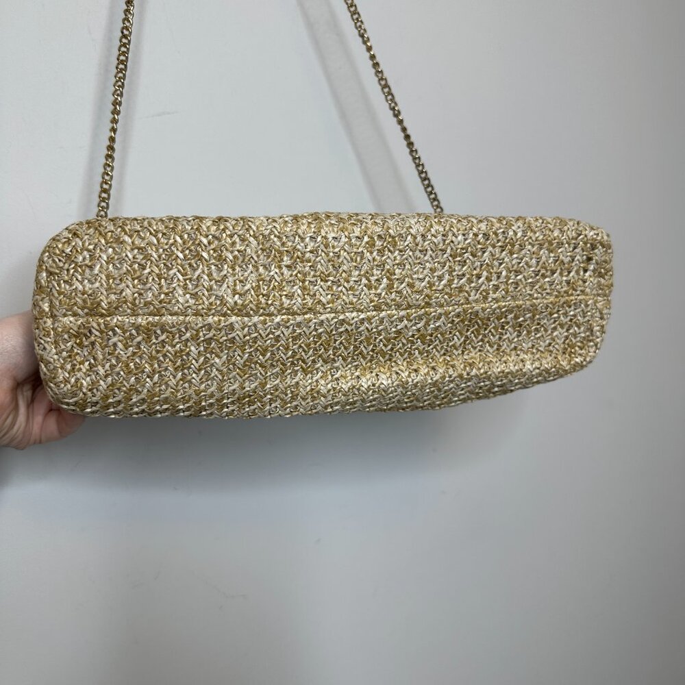 Moda Luxe Delvina Clutch Vegan Leather / Straw Gold Chain - Picture 4 of 9